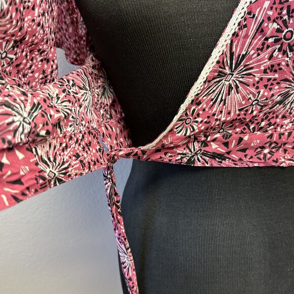 NWT Poupette St Barth XS Nola V-Neck Wrap Tie Blouse Flirty Boho Y2K Romantic - Picture 6 of 10